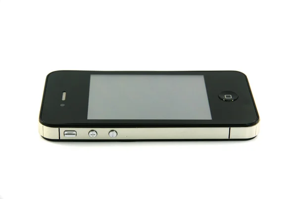 Black smartphone on white background — Stock Photo, Image