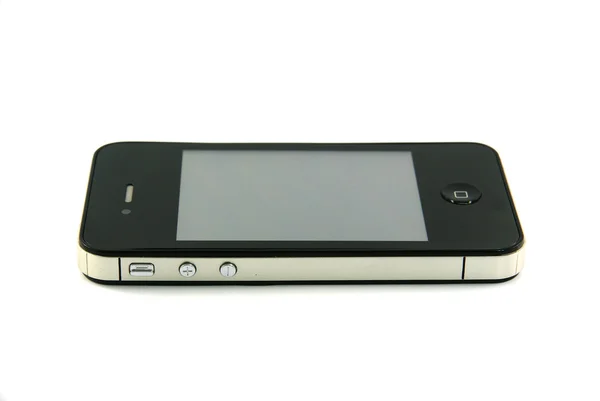 Smartphone negro sobre fondo blanco Fotos de stock