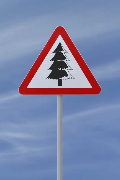 Árvore de Natal sinal de estrada — Fotografia de Stock