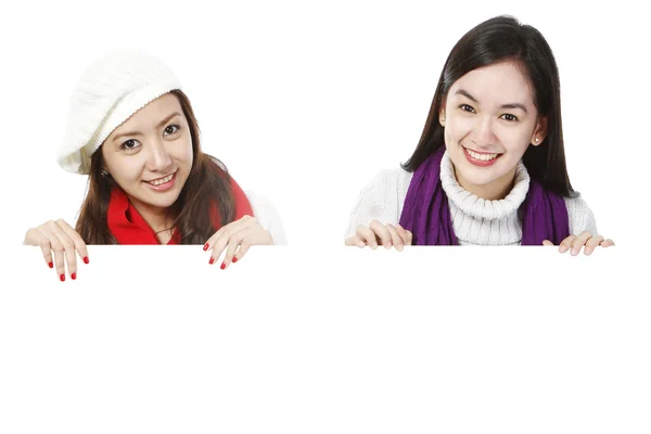 Young Women Above Blank Space — Stock Photo, Image