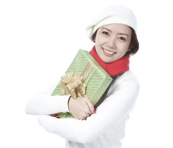 Tineri doamnă cu o cadou — Fotografie, imagine de stoc