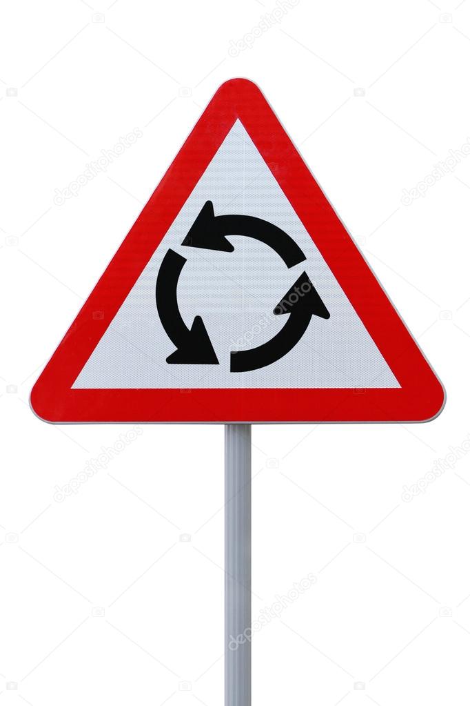 Roundabout Sign on White