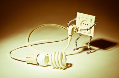 rozet-cyborg bağlanmak bir fiş ampul