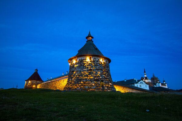 Solovetsky Monastery at night