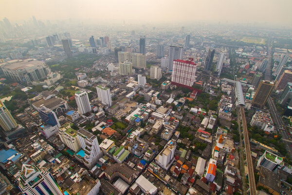View of the city of Bangkok from Baiyoke sky skyscraper