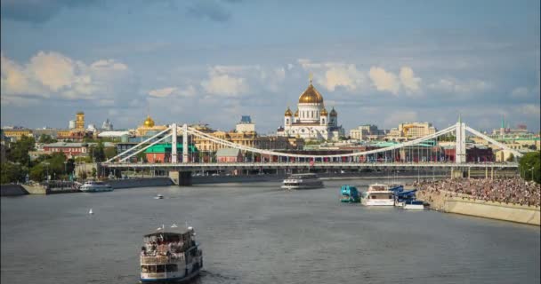 Catedral Cristo Salvador Parque Gorky Rio Moscou Imagens Lapso Tempo — Vídeo de Stock