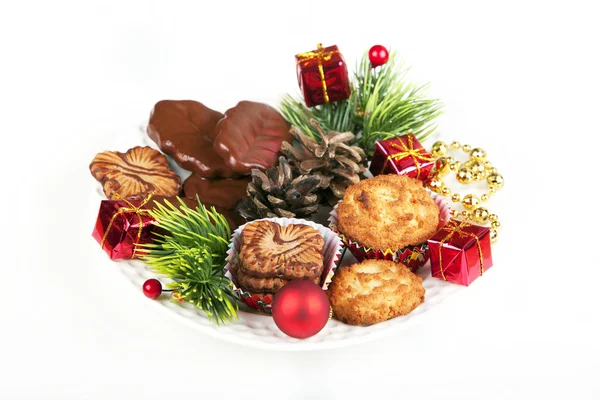 Pile de divers biscuits et décorations de Noël — Photo