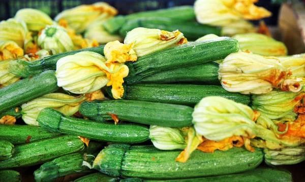 Zucchini with flowers Royalty Free Stock Photos
