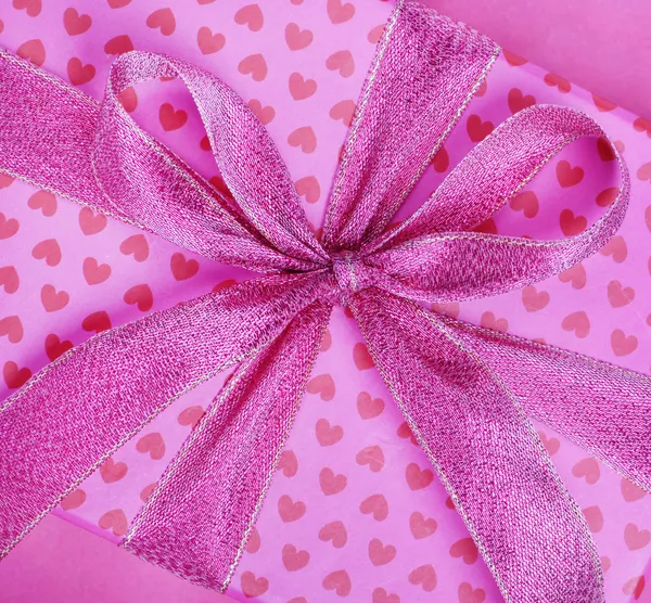 Gift box with heart pattern — Stock Photo, Image