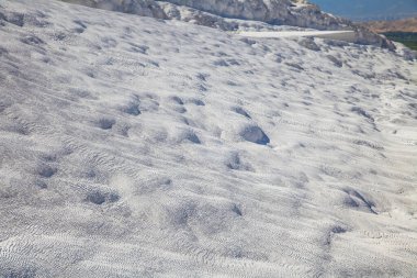 Pamukkale. Close up of texture of travertine. Turkey.