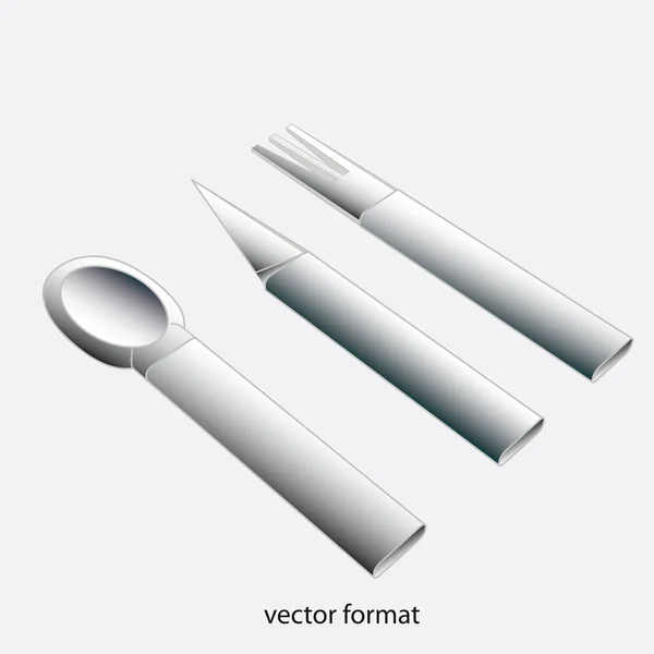 Siyah ve beyaz, gölgeli çatal bıçak takımı vektör Dizayn — Stok Vektör