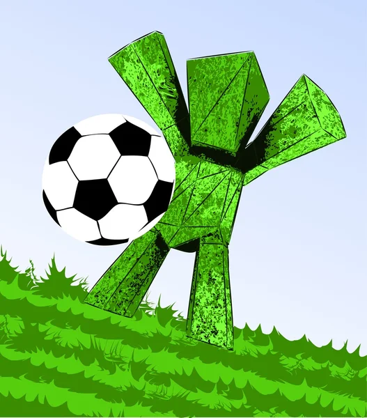 Rysunek trawa piłkę piłka nożna z ciała na polu — Wektor stockowy