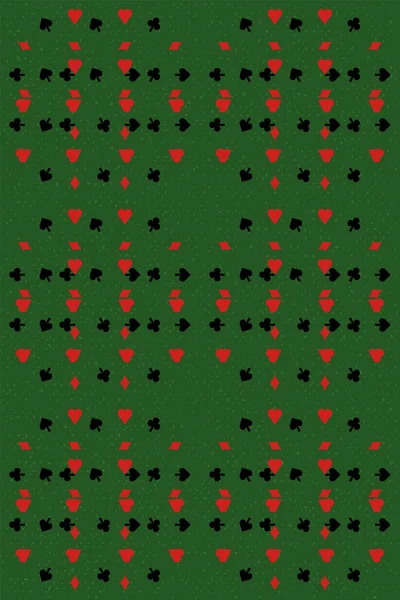 Feuilles pique diamants coeurs tendance poker motif de grille de base — Image vectorielle