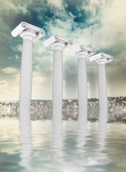 Four afload ancient Greek Ionian column — Stock Photo, Image
