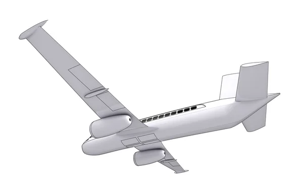 Изолированный реальный затененный полет самолета — стоковое фото