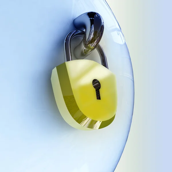 Asma kilit ile kilitli güvenlik küre üzerinde kapat — Stok fotoğraf