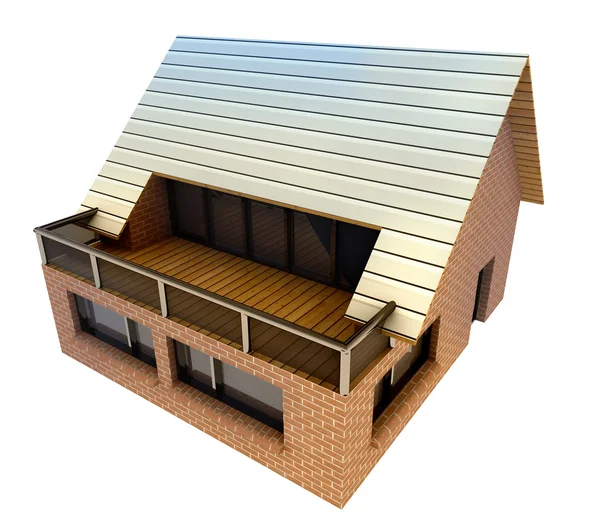 Isolierte neue hübsche Einfamilienhaus-Konzept Visualisierung — Stockfoto