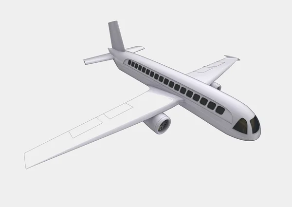 Isolated travel airplane in perspective front view — Stock Photo, Image
