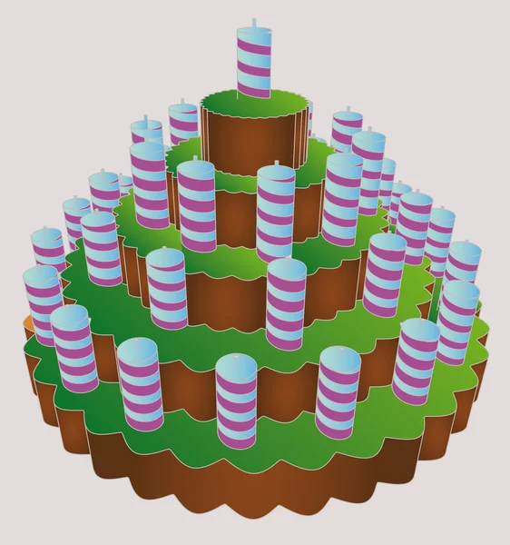 Шість рівнів величезний день народження торт вектор — стоковий вектор