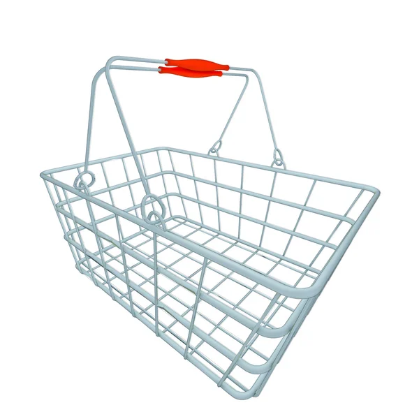 Perspective metal blue shopping hand basket — Stock Photo, Image