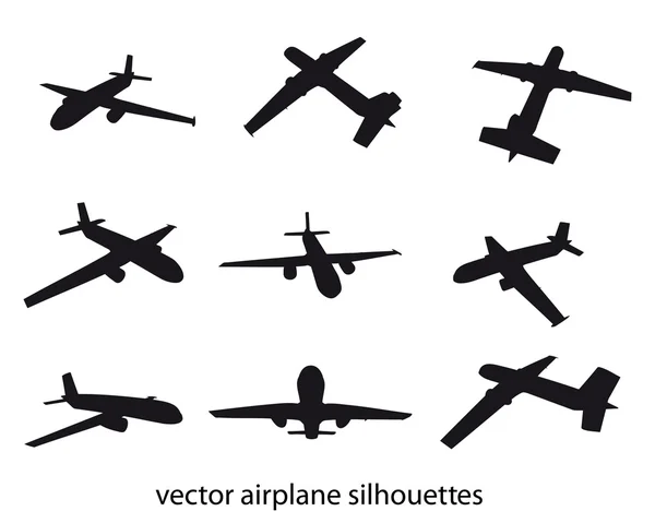 Силуэты самолётов для путешествий векторный набор — стоковый вектор