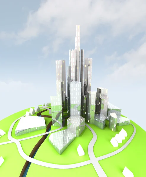 Crop of sustainable island city development — Stock Photo, Image