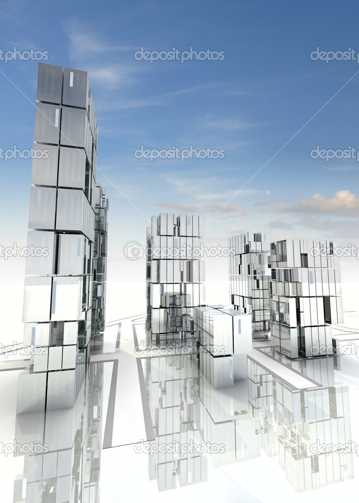 Modern business skyscraper city with sky