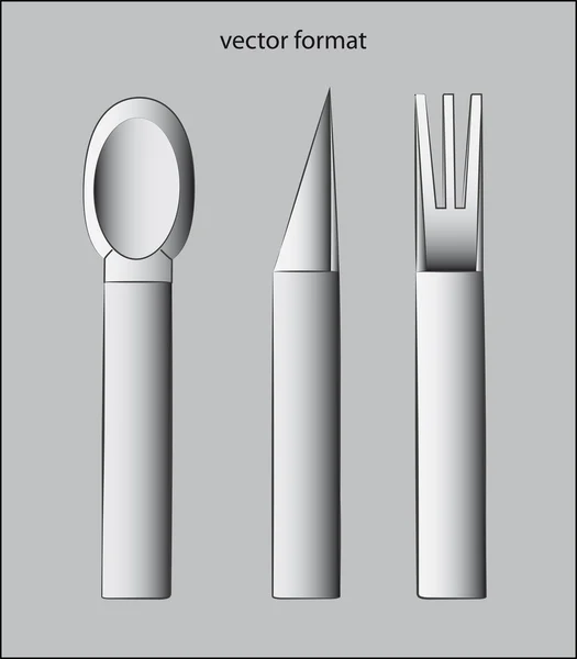 Black and white shaded designed cutlery vectortop view — Stock Vector