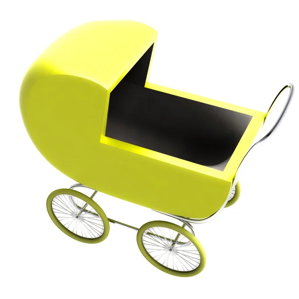 Isolated yellow baby-carriage perspective clip art — Stock Photo, Image