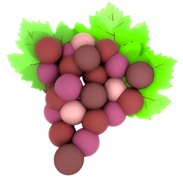 Zbliżenie na białym tle na dojrzewanie winogron na wino czerwone z zielonych liści — Zdjęcie stockowe