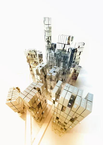 Bright skyscraper business city vision concept illustration — Stock Photo, Image