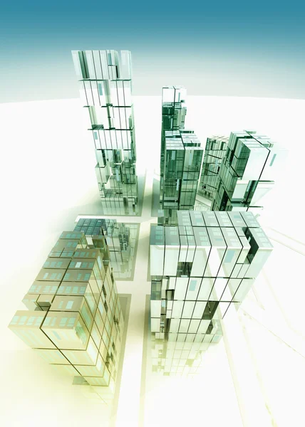 Gelecek gökdelen iş Şehir Geliştirme tasarım konsepti illüstrasyon — Stok fotoğraf