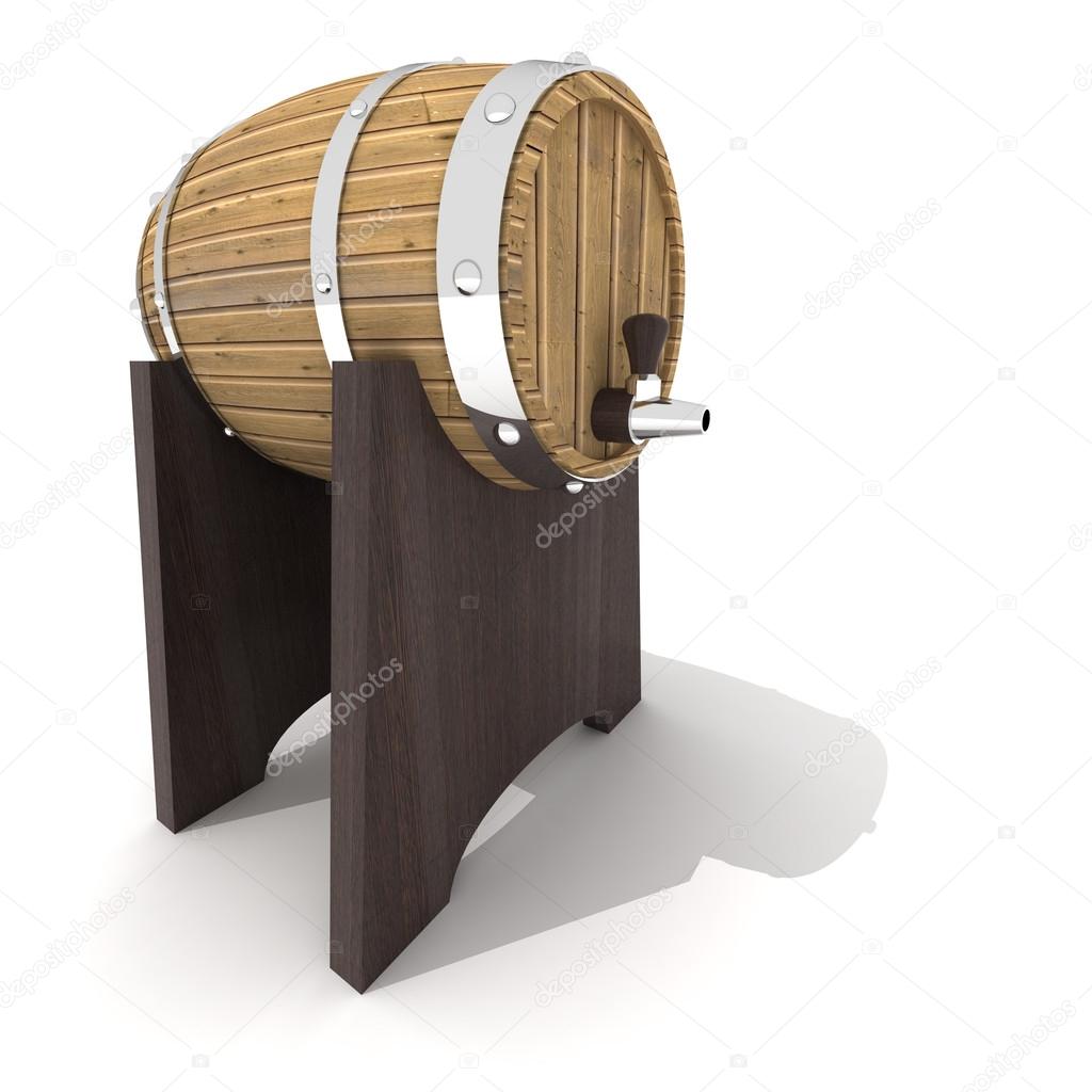 Isolated single party barrel with alcoholic drink inside