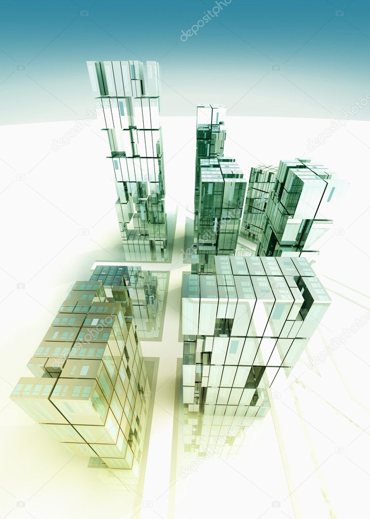 Future skyscraper business city development design concept illustration