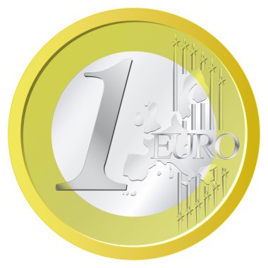 Isolated shiny one euro coin vector illustration clipart