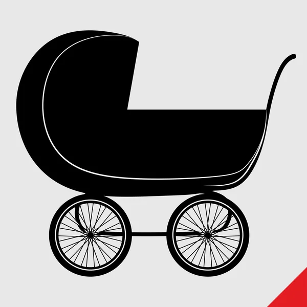 Isolated baby-carriage side view silhouette — Stock Vector
