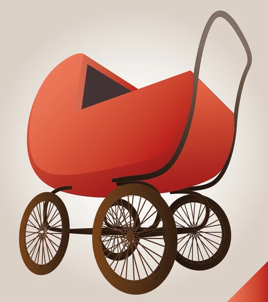 Isolated red baby-carriage perspective clip art — Stock Vector