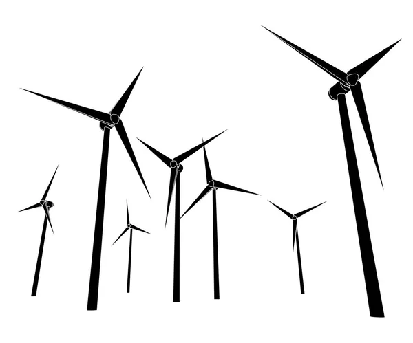 Wind energy power vector silhouettes — Stock Vector