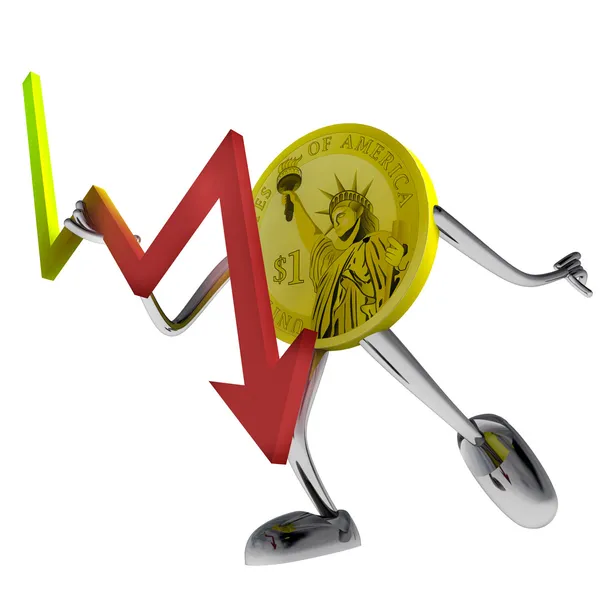 Dollar coin robot hold stock shares illustration — Stock Photo, Image