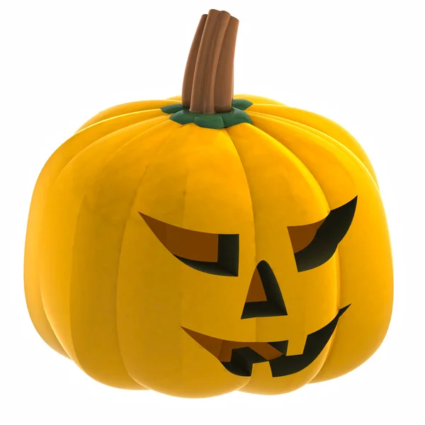 Isometrisch geïsoleerd oranje pompoen halloween gezicht illustratie — Stockfoto