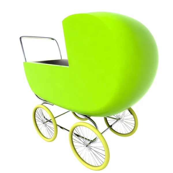 Isolated green baby-carriage perspective clip art — Stock Photo, Image