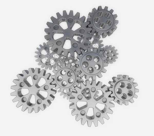 Grupo de peças sobressalentes de rodas de engrenagem isoladas ilustração — Fotografia de Stock