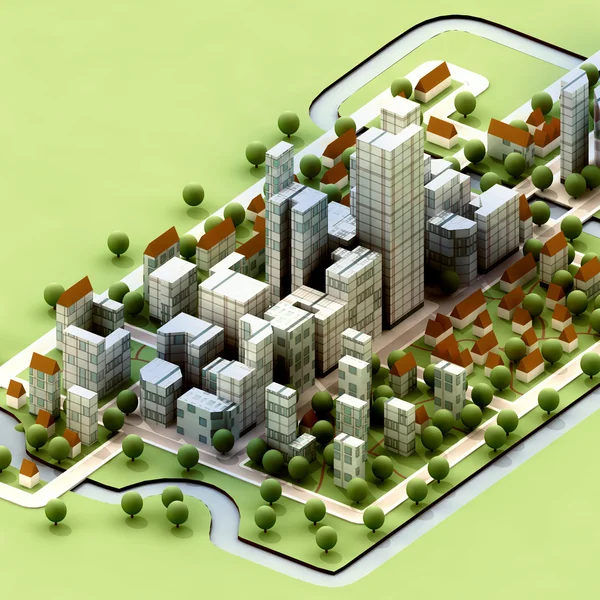 Landscape of new sustainable city concept development illustration — Stock Photo, Image