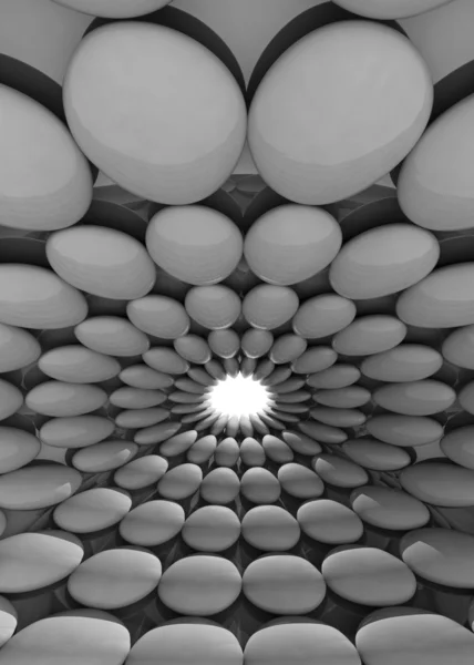 Rundade svartvita symmetriskt cool cellbakgrund eller mall — Stockfoto