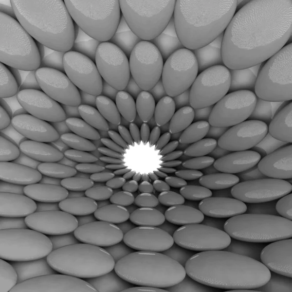Túnel de célula preto e branco arredondado perspectiva legal fundo quadrado ou t — Fotografia de Stock