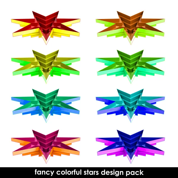 Colorful sharp edge stars form isolated set for web use — Stock Photo, Image