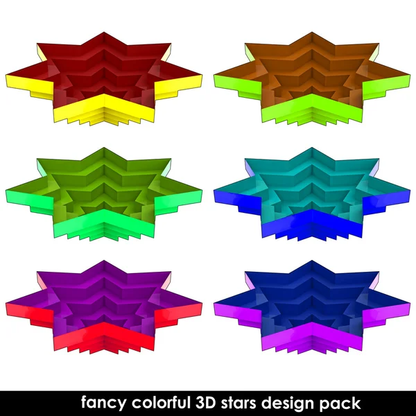 Красочные семь рёберных звёзд образуют изолированный набор для использования в сети — стоковое фото