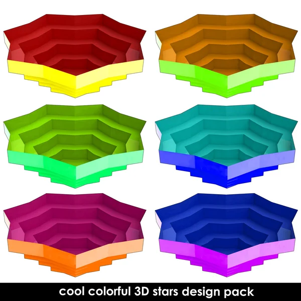 Colorful dimensional stars shape form isolated set for web use — Stock Photo, Image