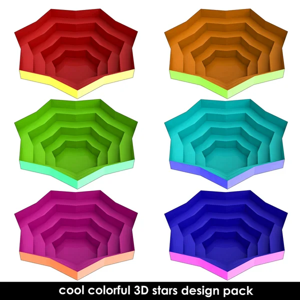 Colorful dimensional stars form isolated set for web use — Stock Photo, Image