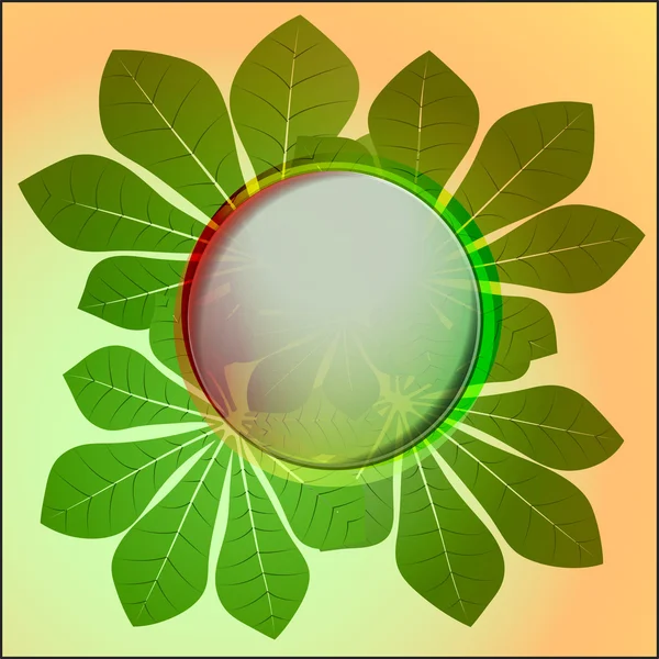 Several green colored circle frame and chestnut leaves card vector — Stock Vector